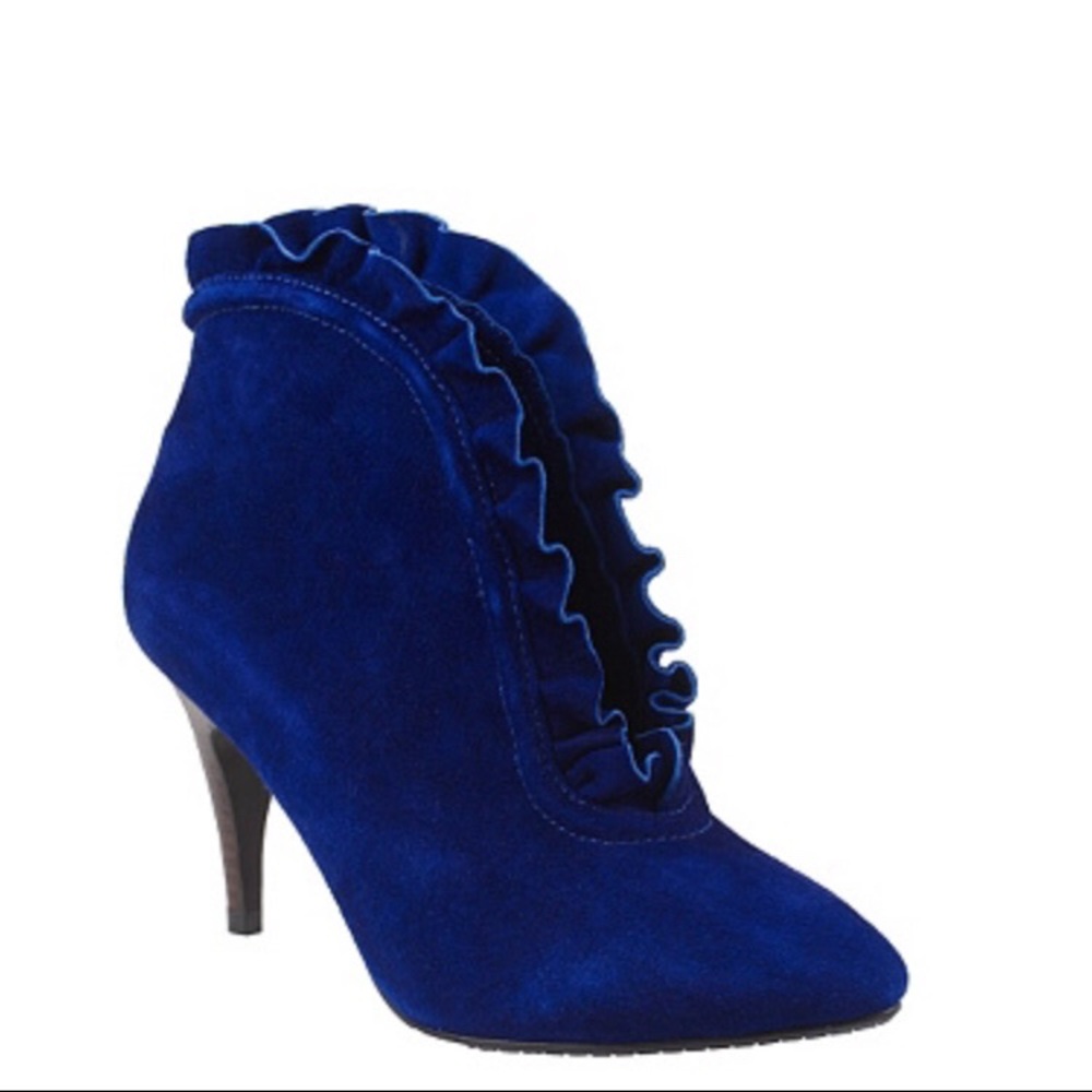 Lovely People Suede Ruffle Ankle Boots